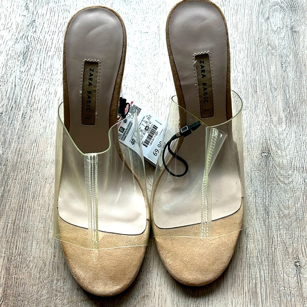 Zara basic PVC clear plastic mules - NWT